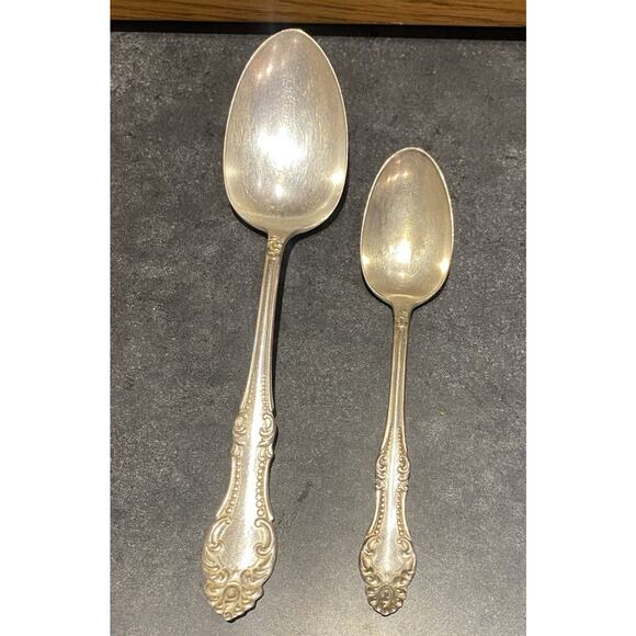 Vintage 1881 Rogers A1 Serving Spoon And Teaspoon - Picture 1 of 5